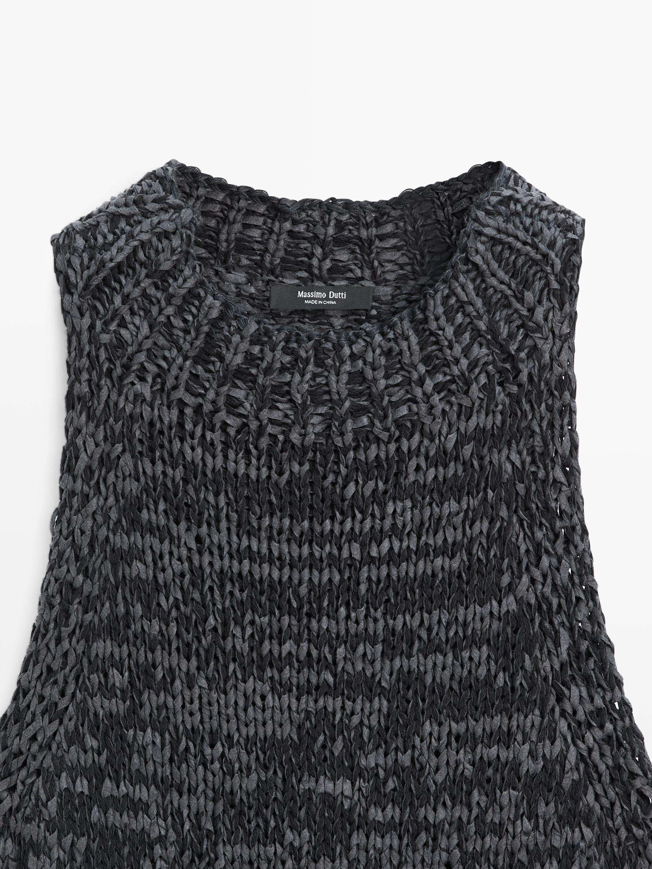 Top encolure américaine en maille chinée